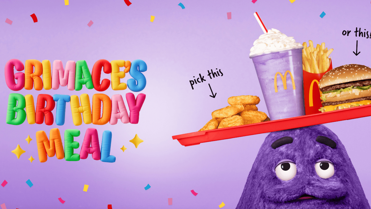 Celebrate Grimace’s Birthday McDonald’s Grimace Birthday Meal and