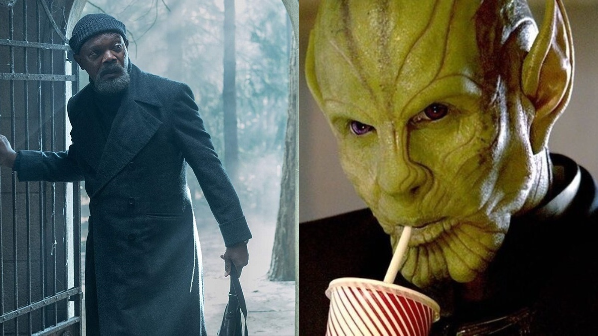 Samuel L. Jackson as Nick Fury in 'Secret Invasion' and Ben Mendelsohn as Talos in 'Captain Marvel'