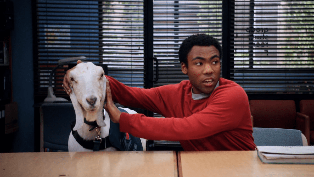 Troy and a goat in 'Community'