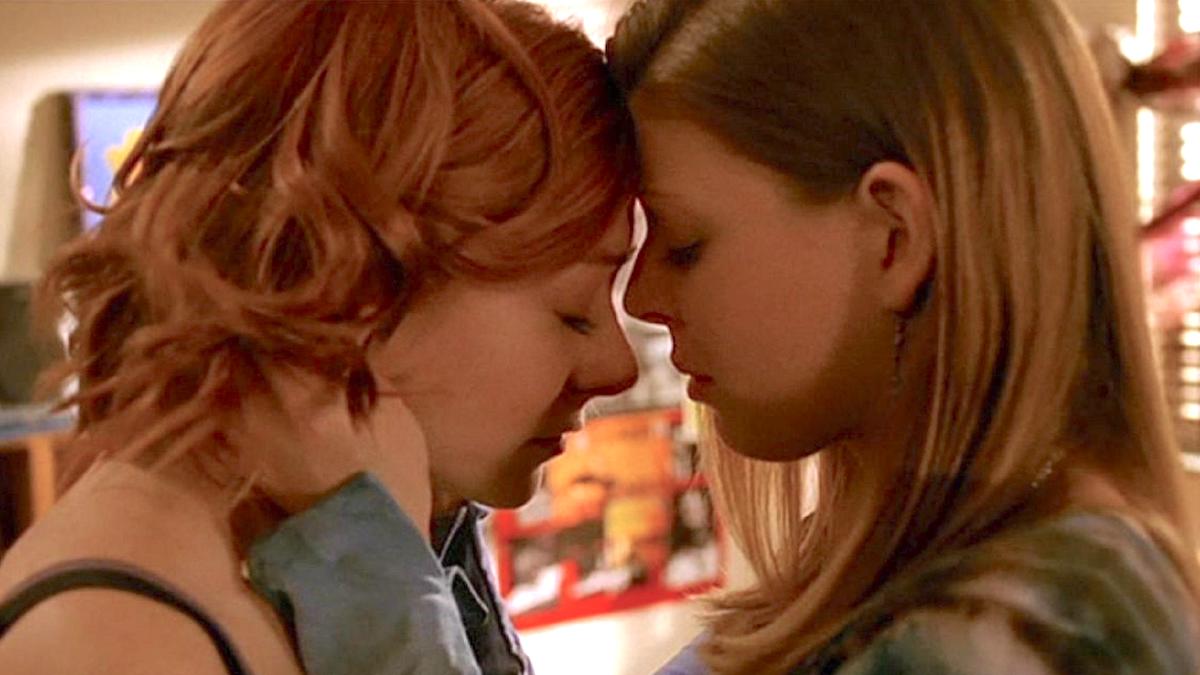 Willow and Tara in a tender moment from 'Buffy the Vampire Slayer'