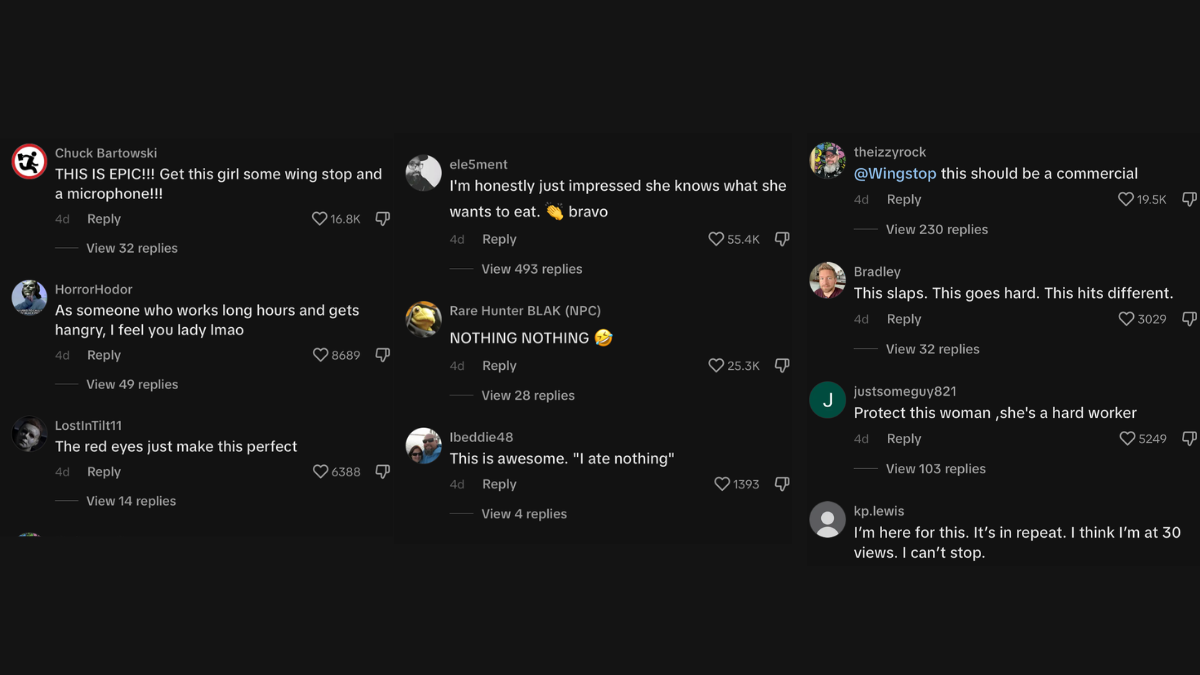Comments from the Wingstop video are shown.