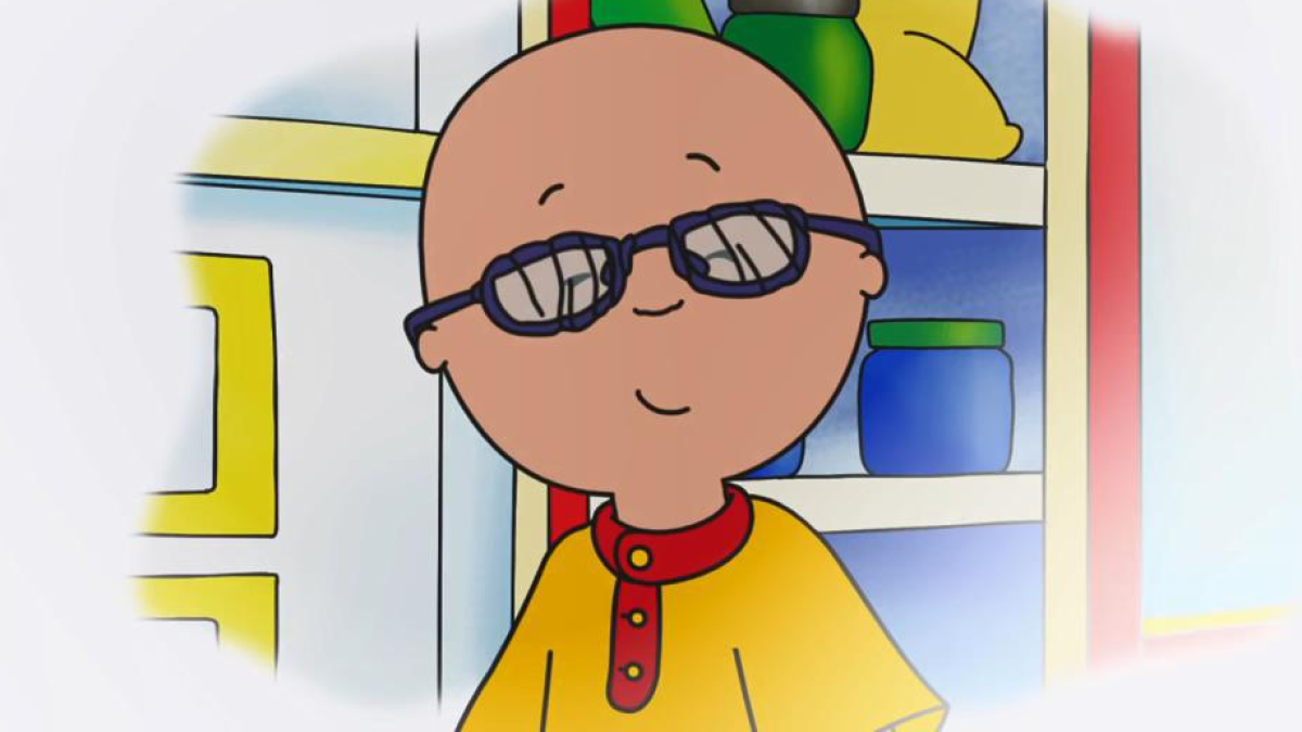 Caillou trying on glasses