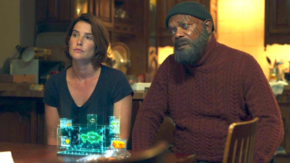 Cobie Smulders and Samuel L. Jackson as Maria Hill and Nick Fury in Secret Invasion