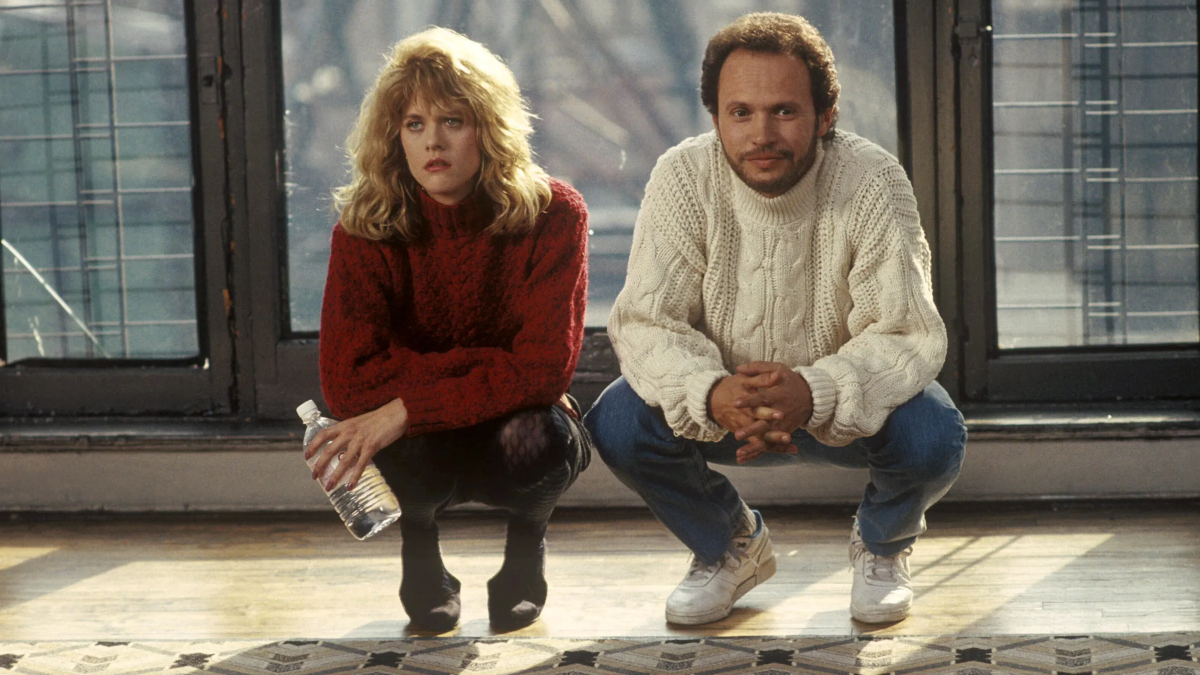 Harry and Sally crouching
