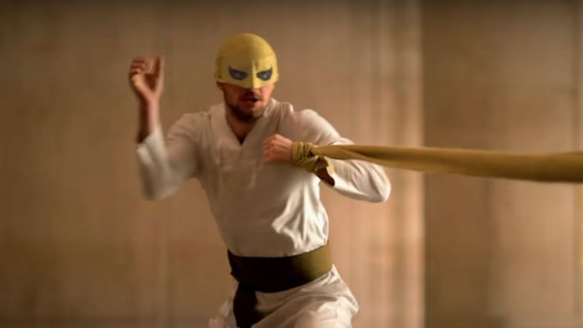 Netflix's Iron Fist having a fight with some fabric