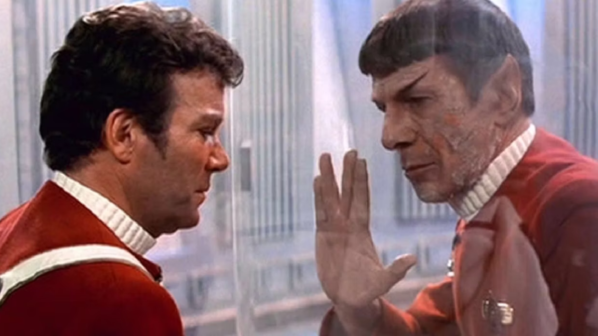 Spock giving Kirk the Vulcan salute