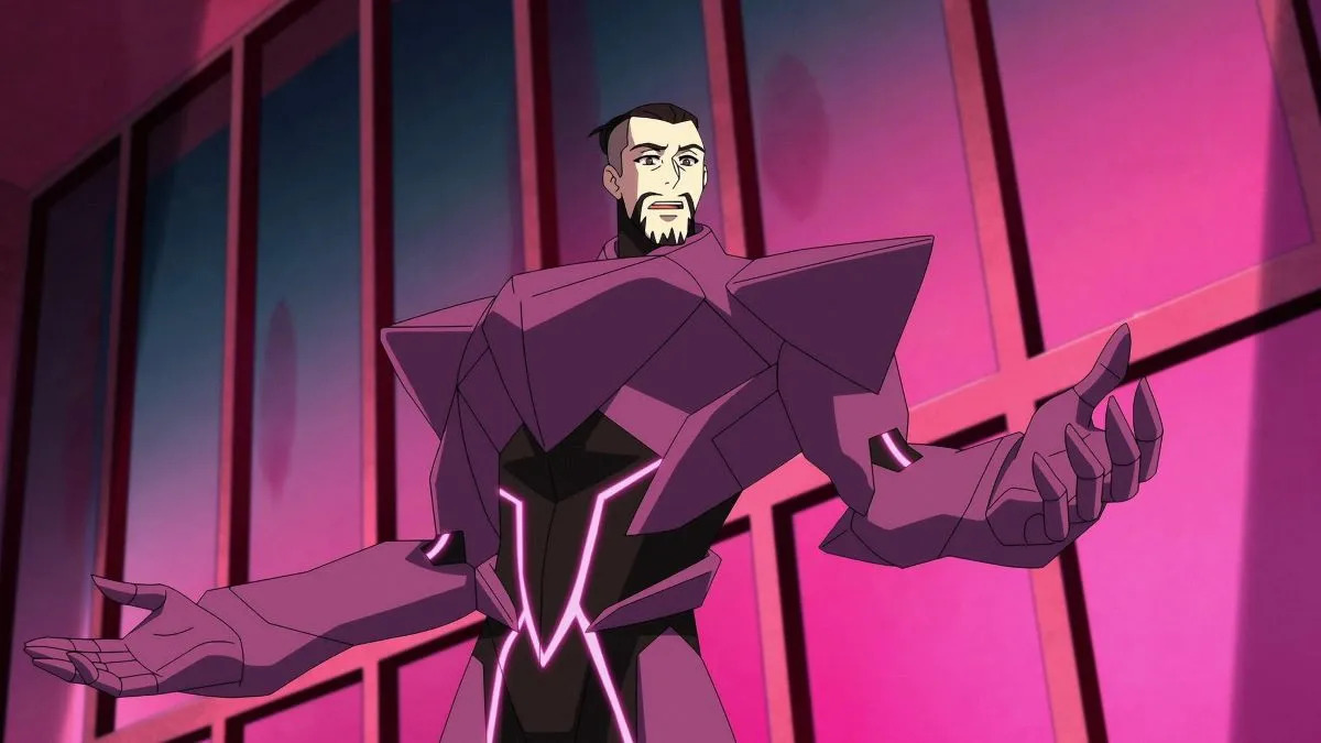 Dr. Anthony Ivo donning the Parasite armor in 'My Adventures with Superman'.