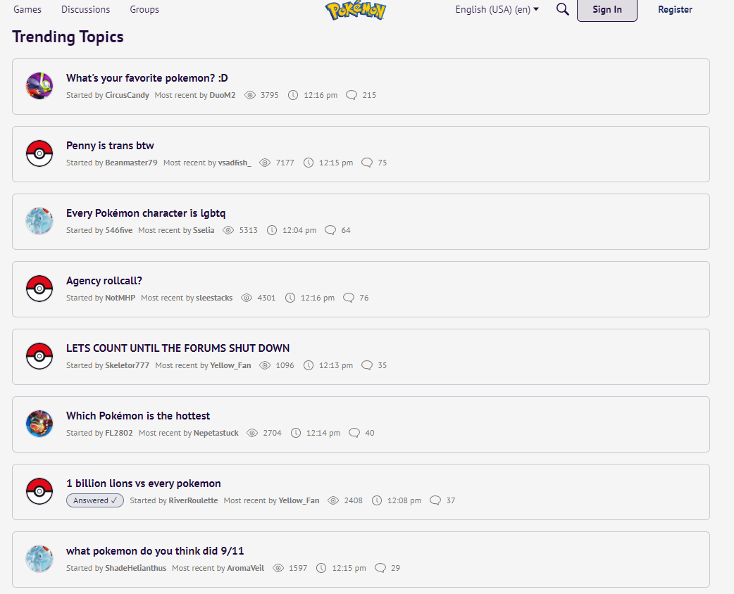 Pokémon launches official forums, users immediately start discussing which  Pokémon they want to bang