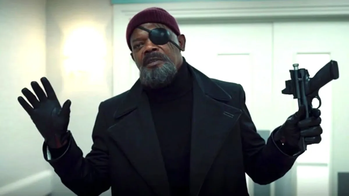 Nick Fury holds up his hands in 'Secret Invasion.'