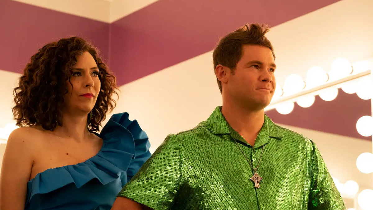 Edi Patterson as Judy and Adam Devine as Kelvin in The Righteous Gemstones