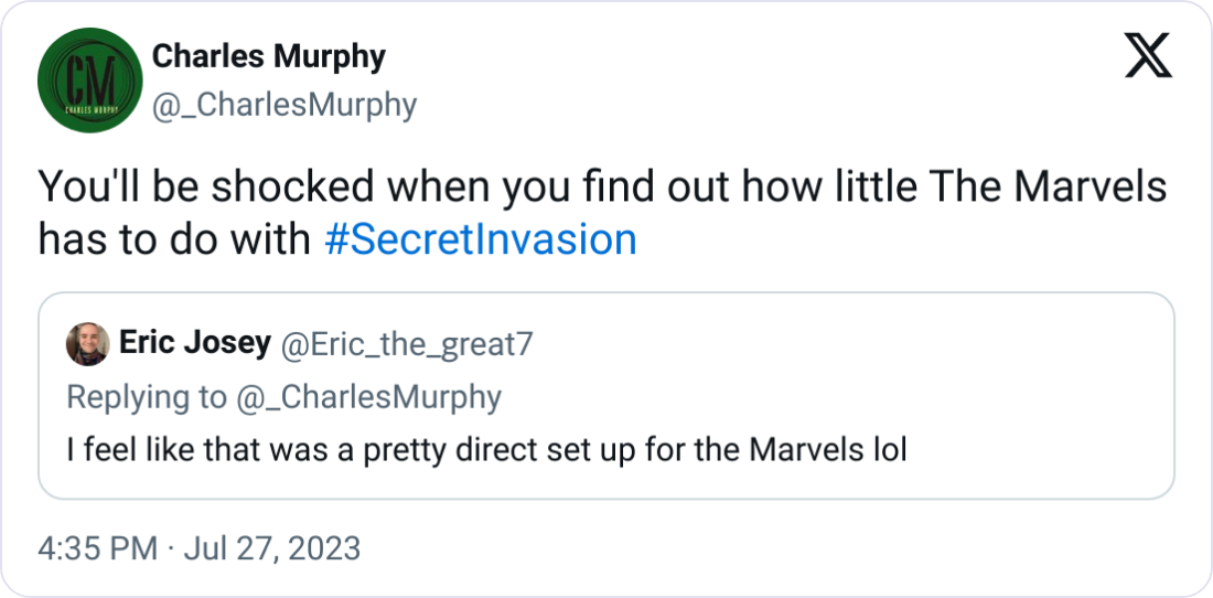The Marvels tweet