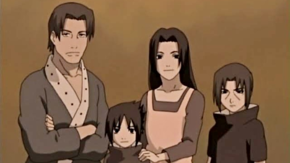 The members of ‘Naruto’ characters Sasuke and Itachi’s nuclear family in a portrait. 