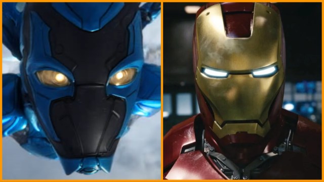 Xolo Mariduena as Blue Beetle/Robert Downey. Jr as Iron Man
