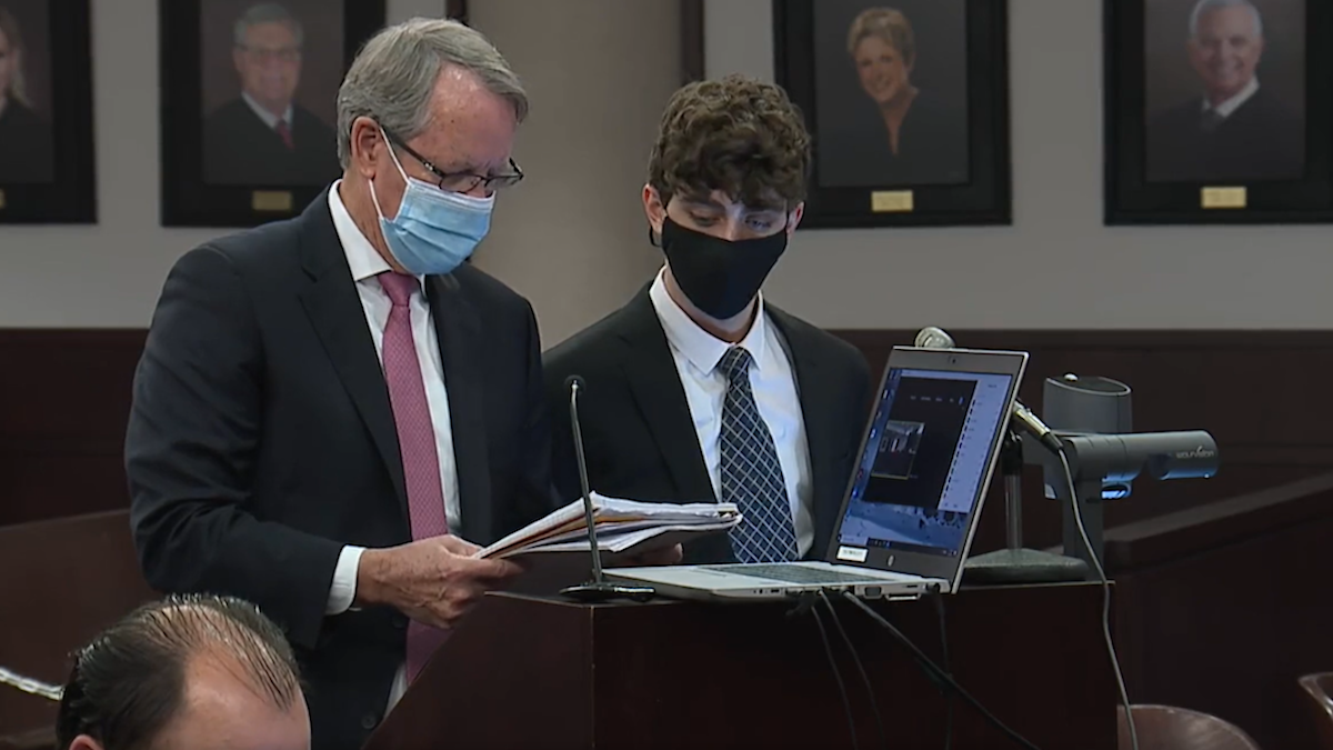 Cameron Herrin and Lawyer in courtroom