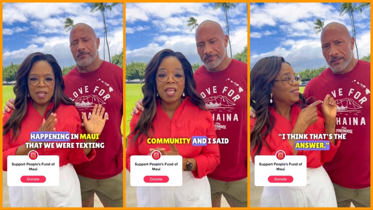 Oprah Winfrey and Dwayne Johnson about Maui wildfires