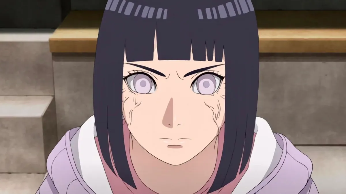 Hinata from the anime ‘Naruto’ activating her Byakugan