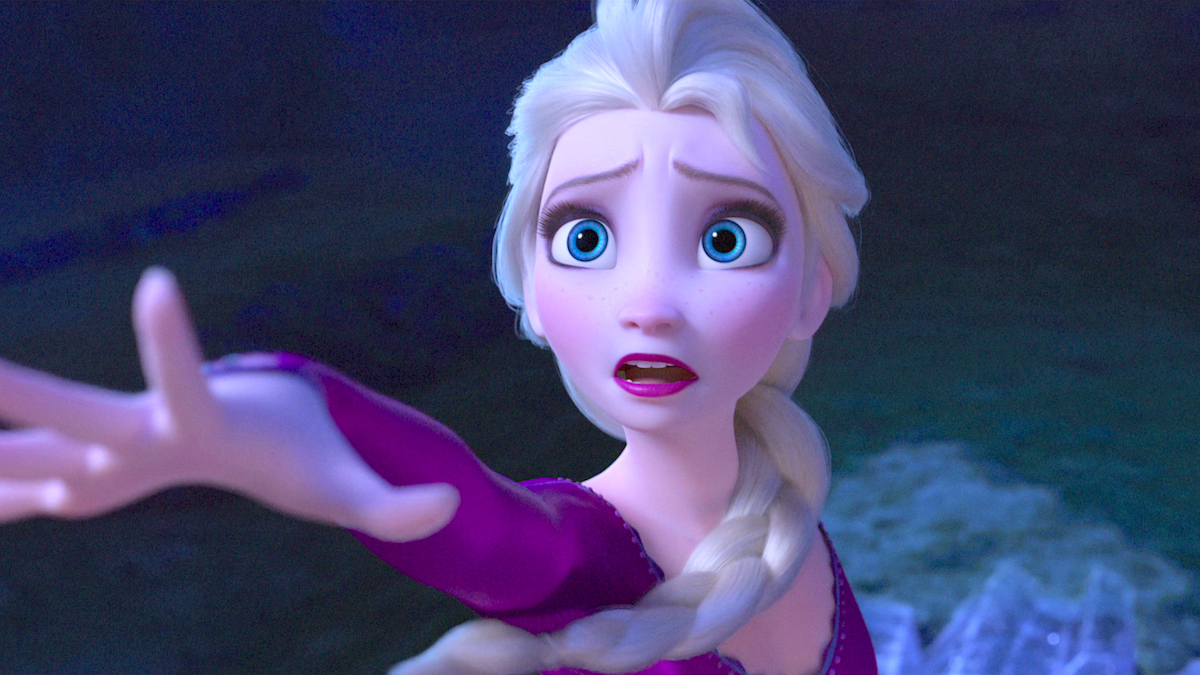 Elsa desperately reaches out her hand in Frozen 2.