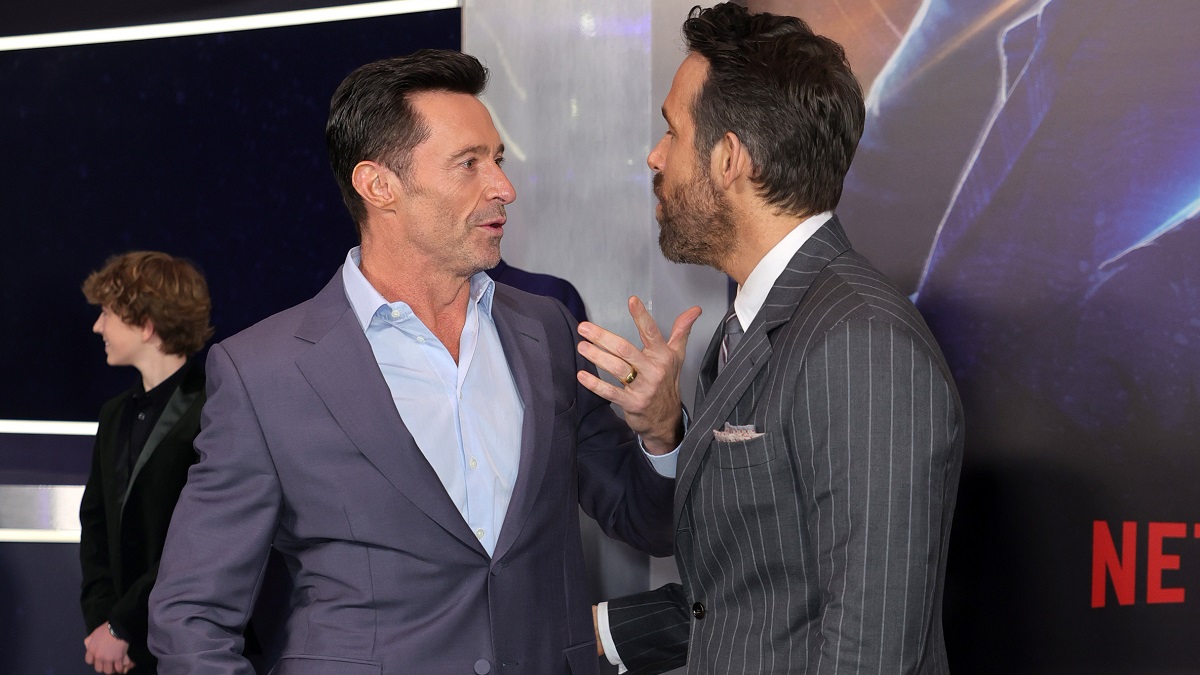 NEW YORK, NEW YORK - FEBRUARY 28: Hugh Jackman and Ryan Reynolds attends "The Adam Project" New York Premiere on February 28, 2022 in New York City.
