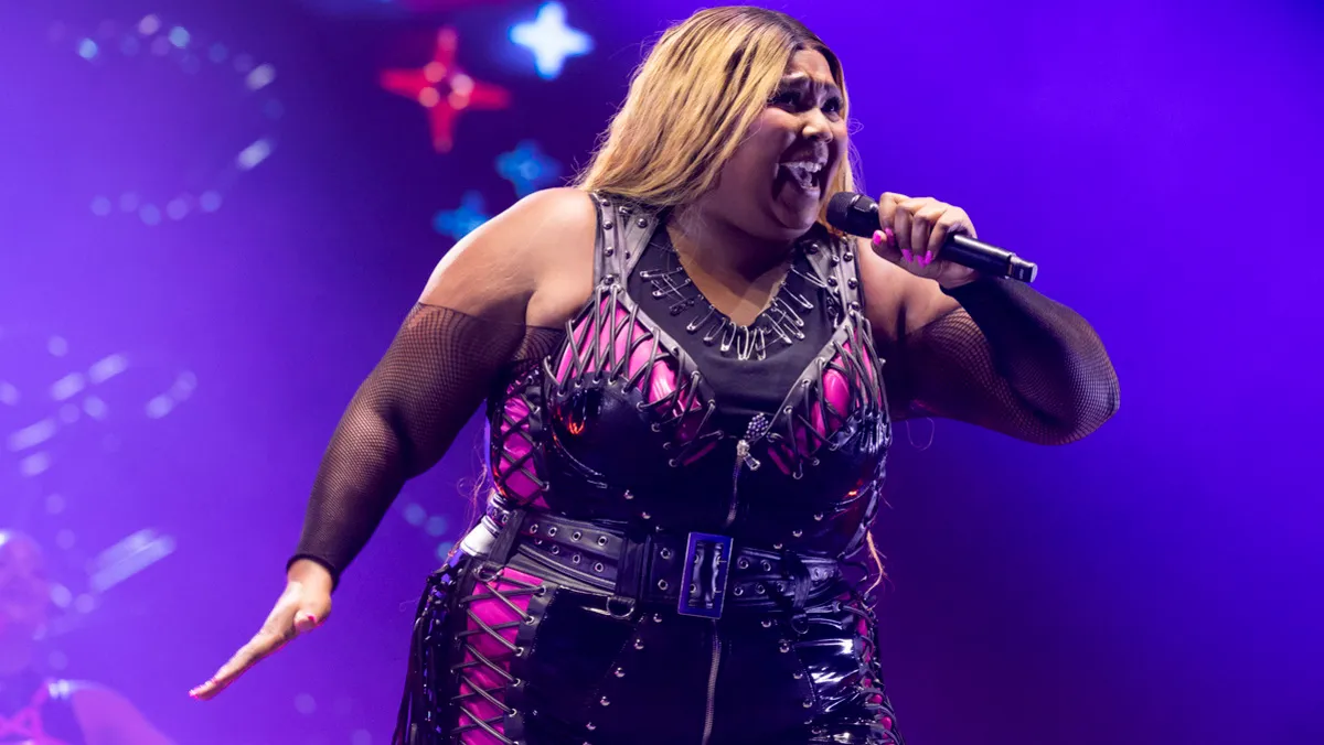 Lizzo performs on stage at Splendour in the Grass 2023 on July 21, 2023