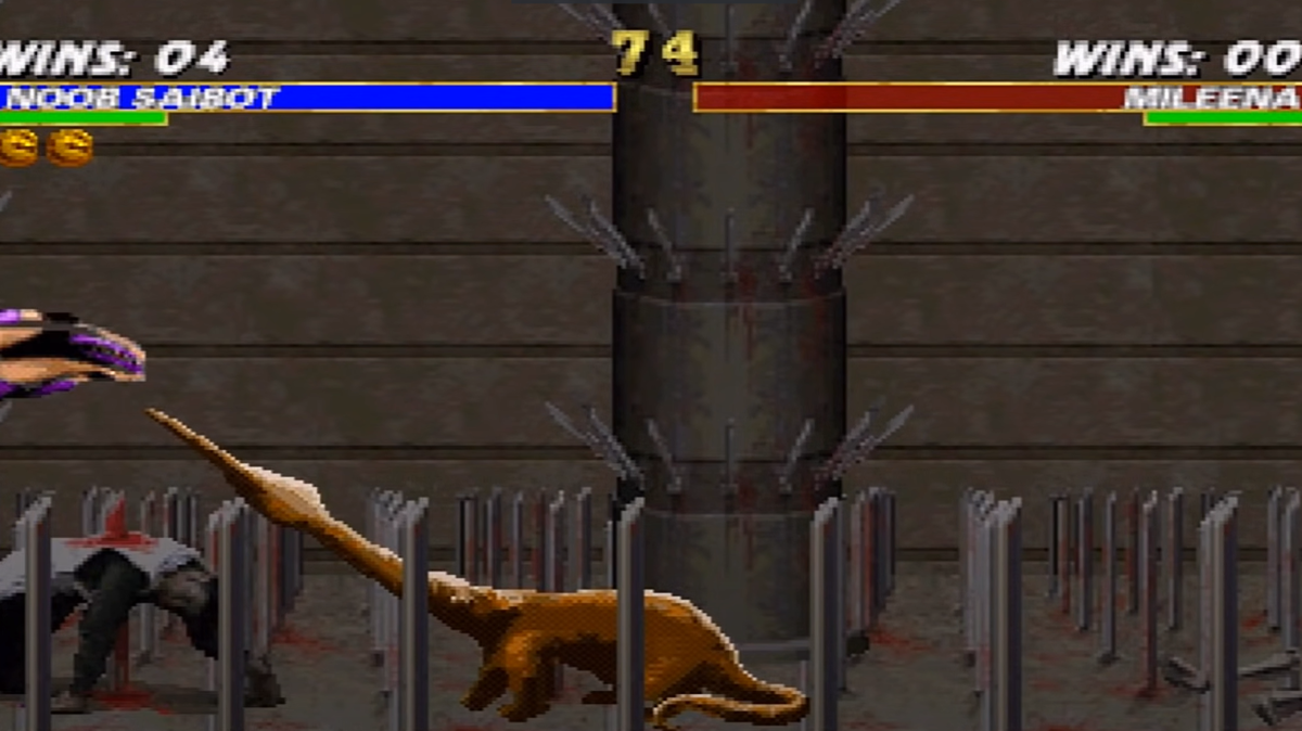 Noob Saibot as an anteater swallowing Mileena