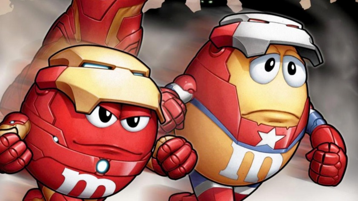 M&Ms wearing Iron Man armor