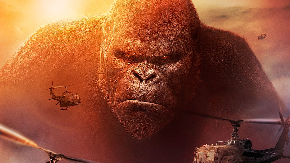 Kong glaring at helicopters