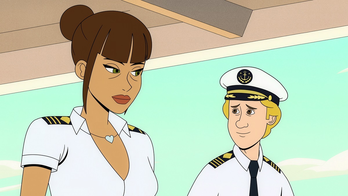 Captain Fall (L to R) Lesley-Ann Brandt as Liza Barrel and Jason Ritter as Jonathan Fall in Captain Fall.