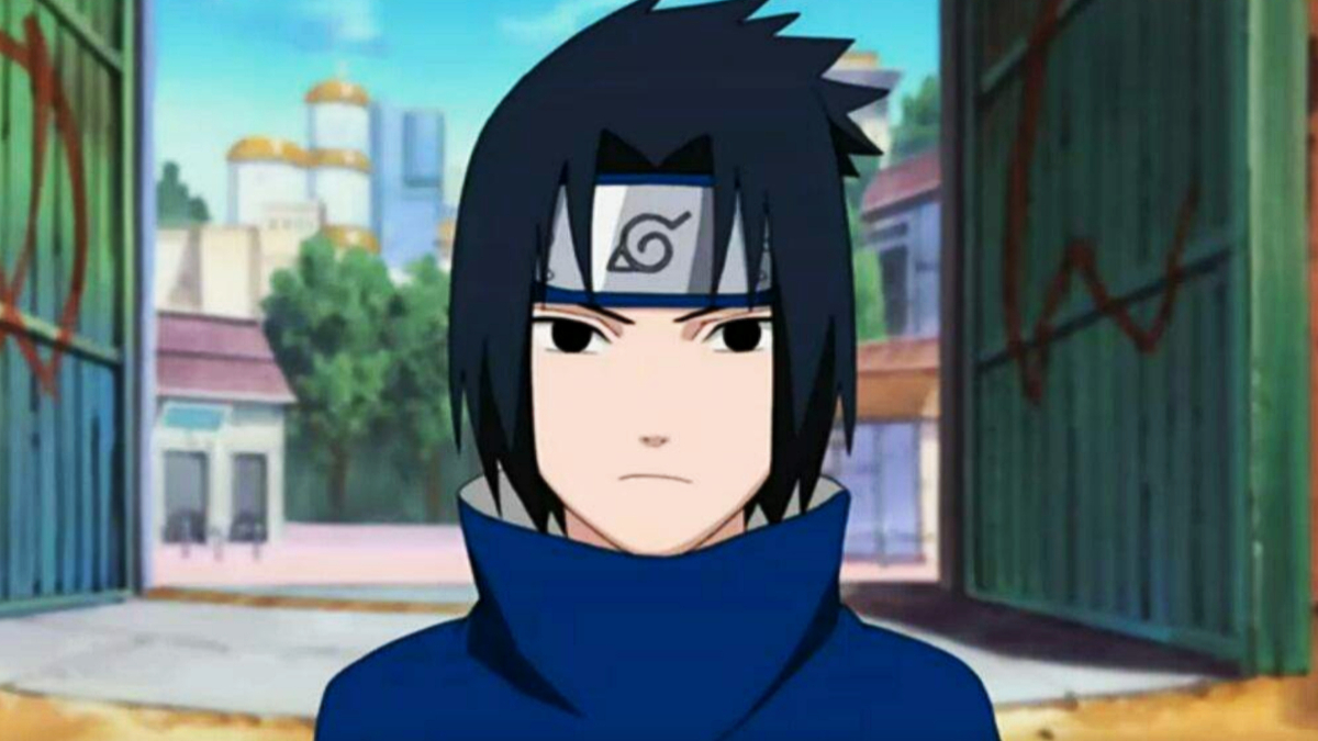 Sasuke is looking straight ahead in Naruto.