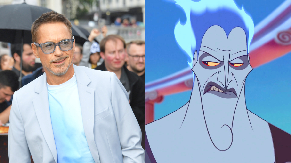 Robert Downey Jr. next to Hades from Disney's 'Hercules'