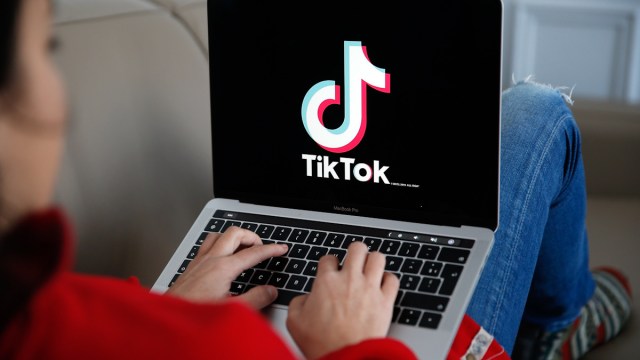 In this photo illustration the logo of Chinese media app for creating and sharing short videos TikTok, also known as Douyin is displayed on the screen of an apple macbook pro computer on November 20, 2019 in Paris, France. The social media TikTok developed by Chinese company ByteDance continues its meteoric rise and exceeded the milestone of 1.5 billion downloads. Tik Tok now surpasses Facebook and Instagram.