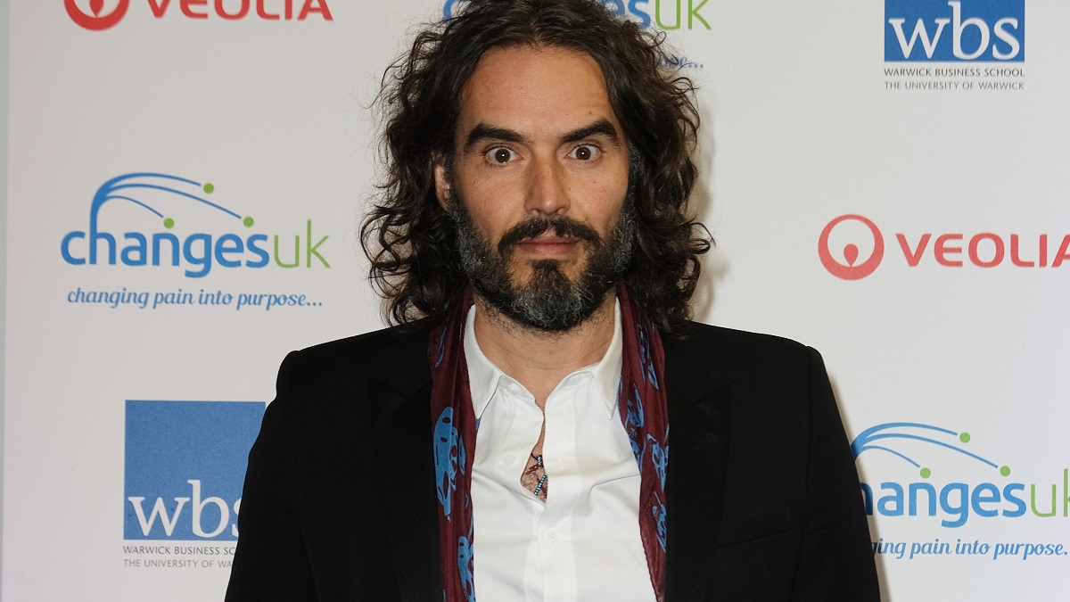 BIRMINGHAM DECEMBER 14: Russell Brand attends the Fire And Ice Ball on December 14, 2019, held at Millenium Point, Birmingham, England.