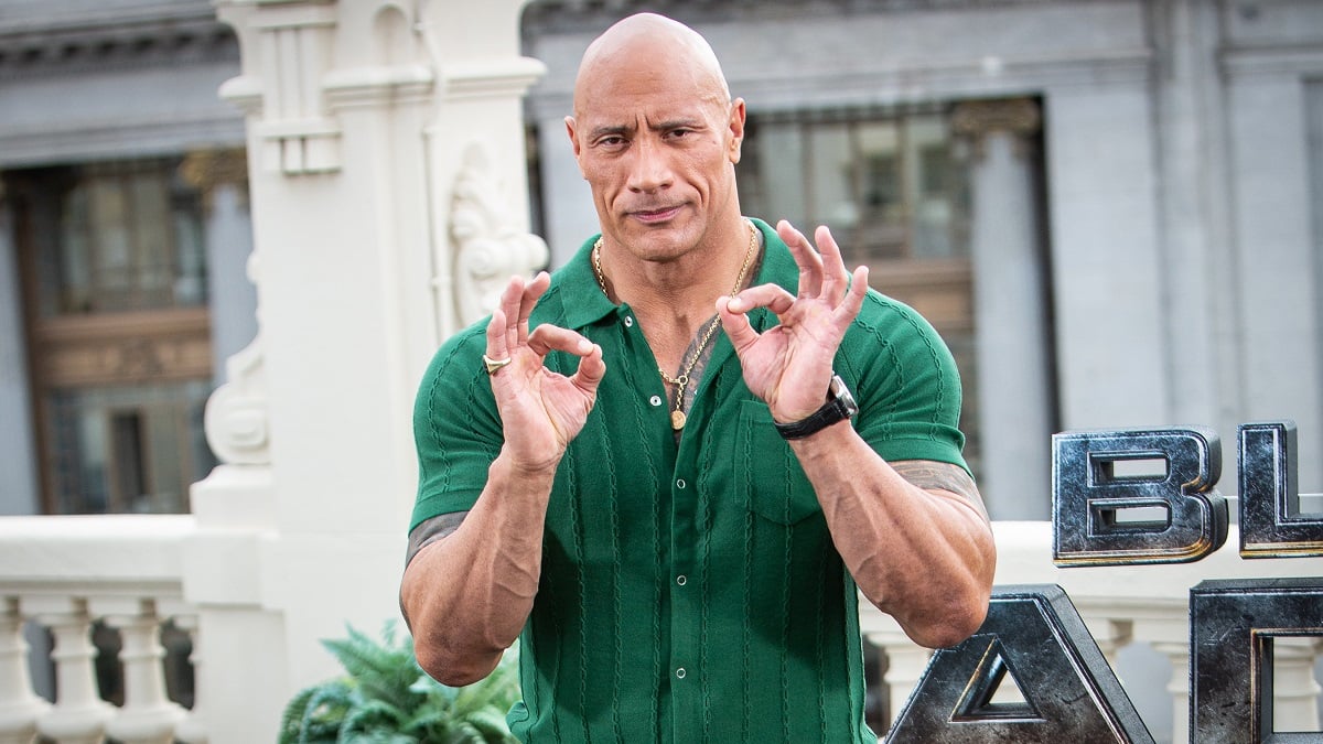 MADRID, SPAIN - OCTOBER 19: US actor Dwayne Johnson attends the "Black Adam" photocall at NH Collection Madrid Eurobuilding hotel on October 19, 2022 in Madrid, Spain.