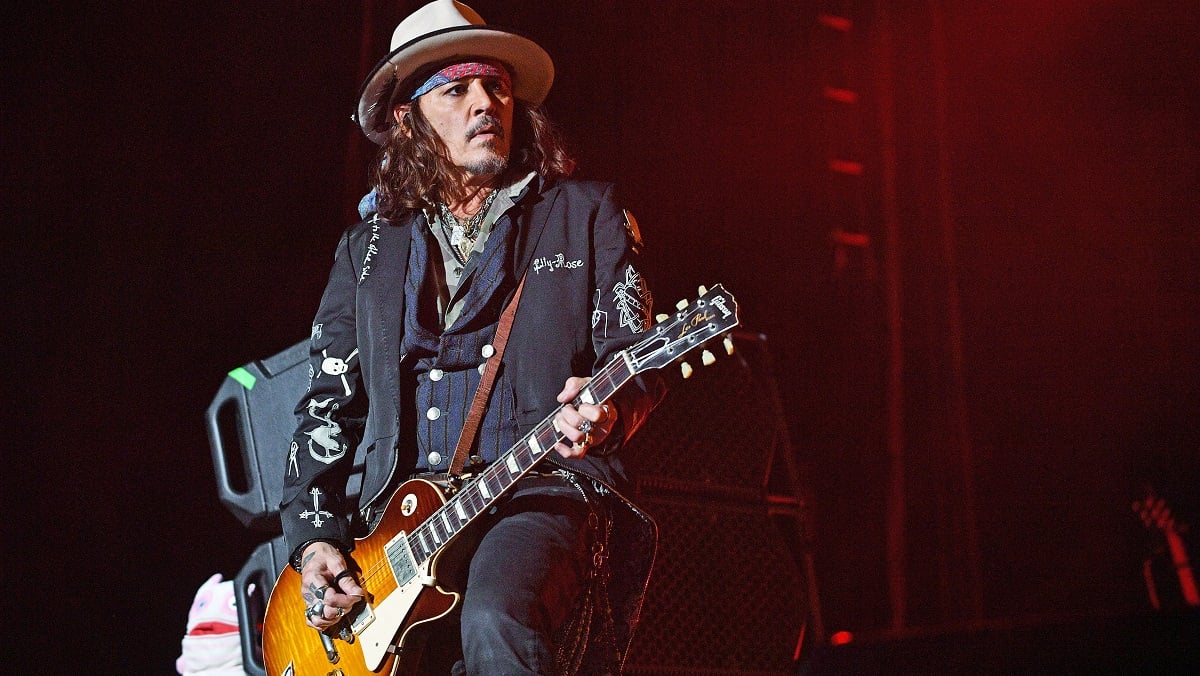 LONDON, ENGLAND - JULY 09: (EDITORIAL USE ONLY) Johnny Depp of Hollywood Vampires performs at The O2 Arena on July 09, 2023 in London, England.