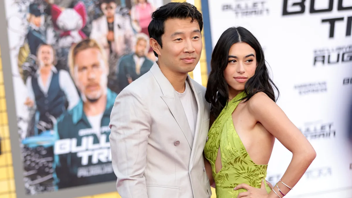 Simu Liu and Jade Bender attend the Los Angeles premiere of Columbia Pictures' "Bullet Train" at Regency Village Theatre 