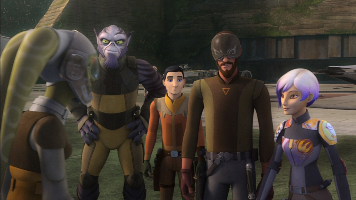Hera reunites with her crew after they return from Mandalore.
