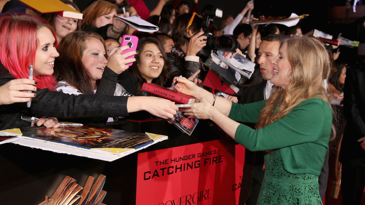 Writer Suzanne Collins attends premiere of Lionsgate's "The Hunger Games: Catching Fire" - Red Carpet at Nokia Theatre L.A. Live on November 18, 2013 in Los Angeles, California. 