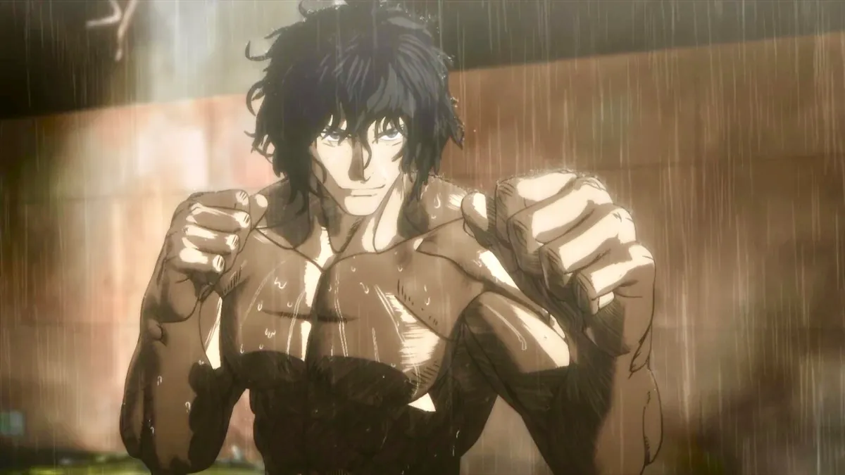 Tokita Ohma, from the anime, “Kengan Ashura,” smiling while in a fighting stance