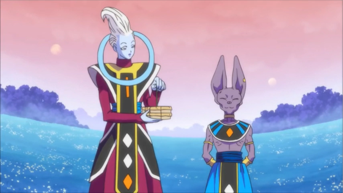 Whis and Beerus standing together