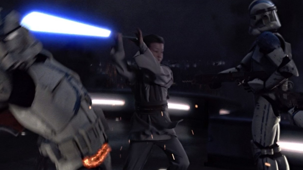 Jedi Padawan fighting Clones