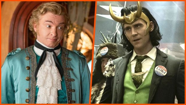 Rhys Darby as Stede Bonnet in season 1 of 'Our Flag Means Death' and Tom Hiddleston as Loki in season 1 of 'Loki'.