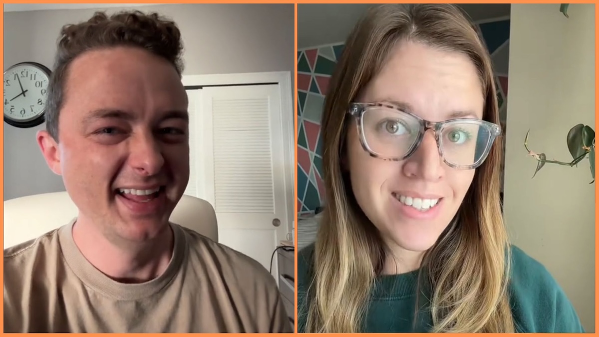 Two side by side screenshots of TikTok users @notahand and @emmalinechilds