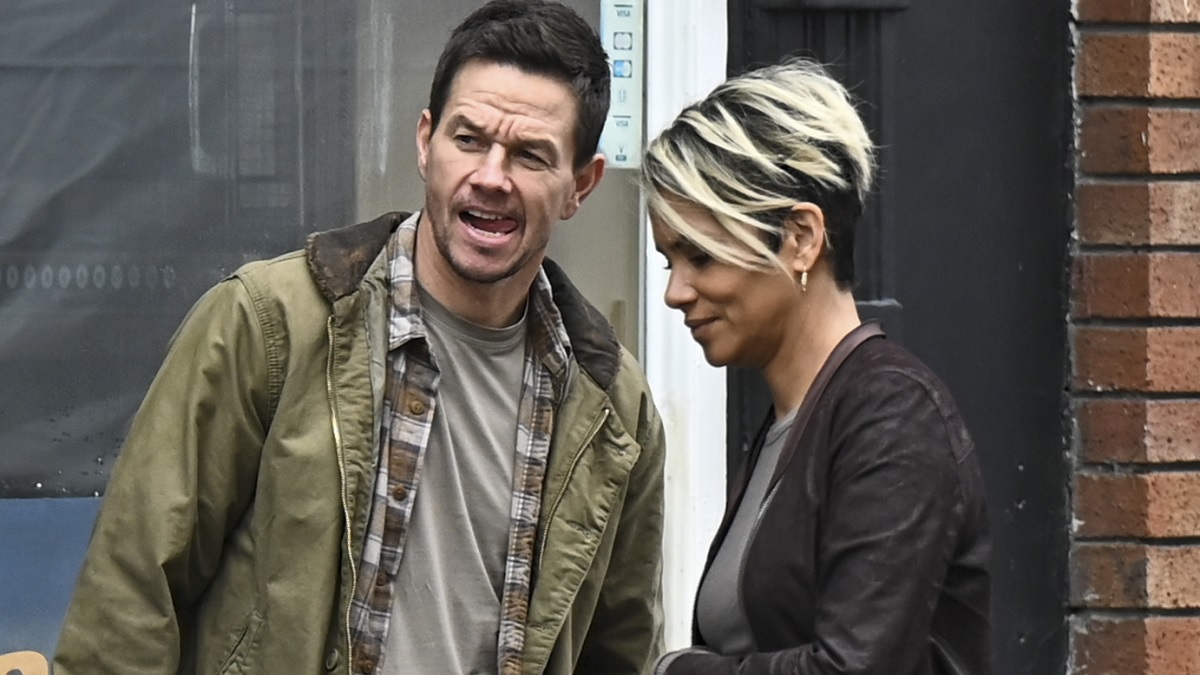 LONDON, ENGLAND - MAY 4: Mark Wahlberg and Halle Berry are seen on the set of "Our Man From Jersey" on May 4, 2022 in London, England.