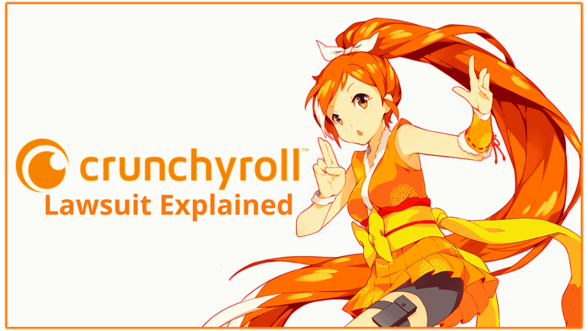 Crunchyroll logo and mascot, white background, orange letters