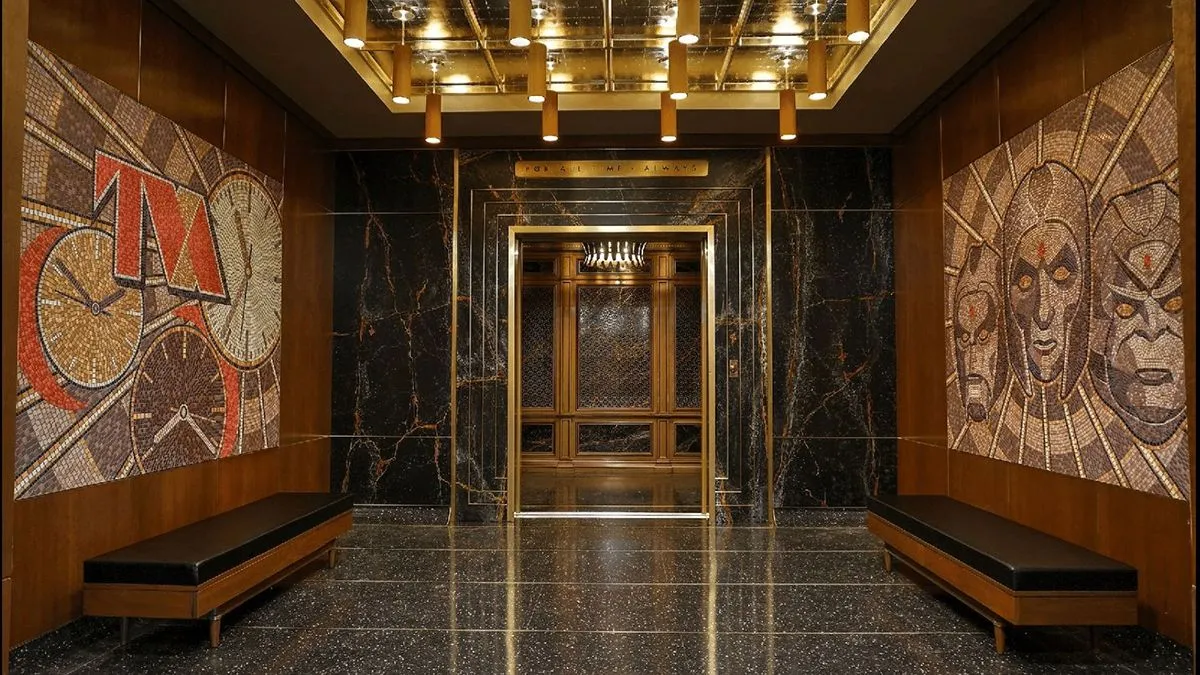 The halls and elevator of the TVA in Marvel's 'Loki'