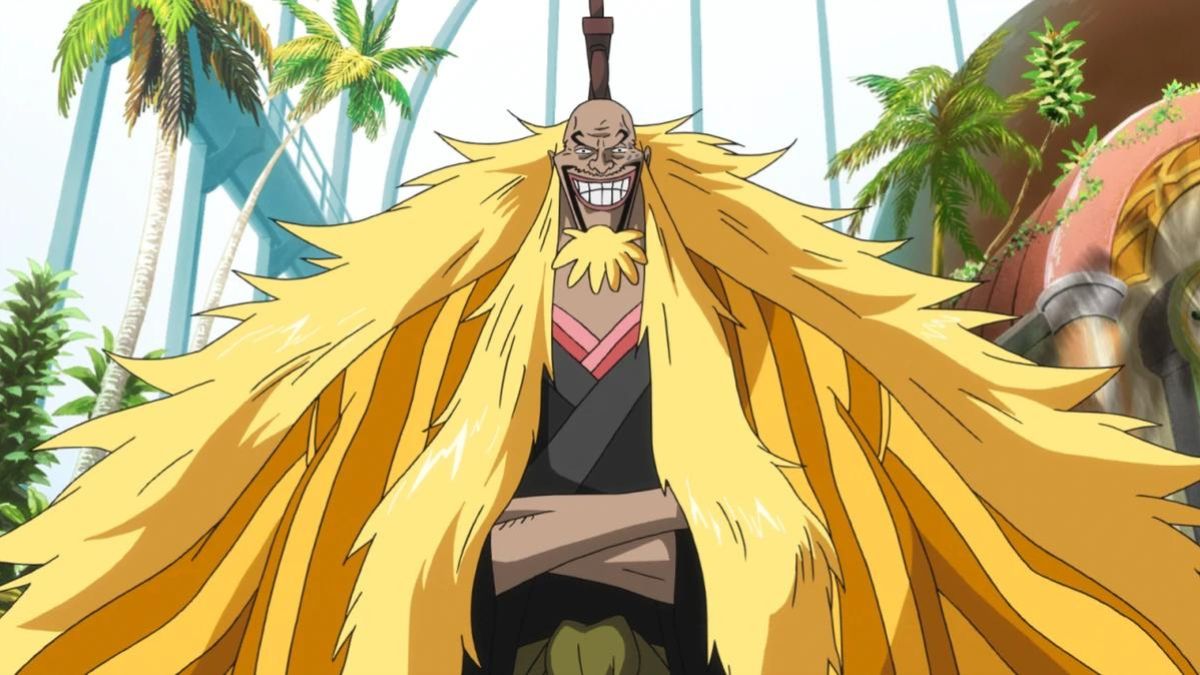 Screengrab from the One Piece movie where Shiki is the antagonist