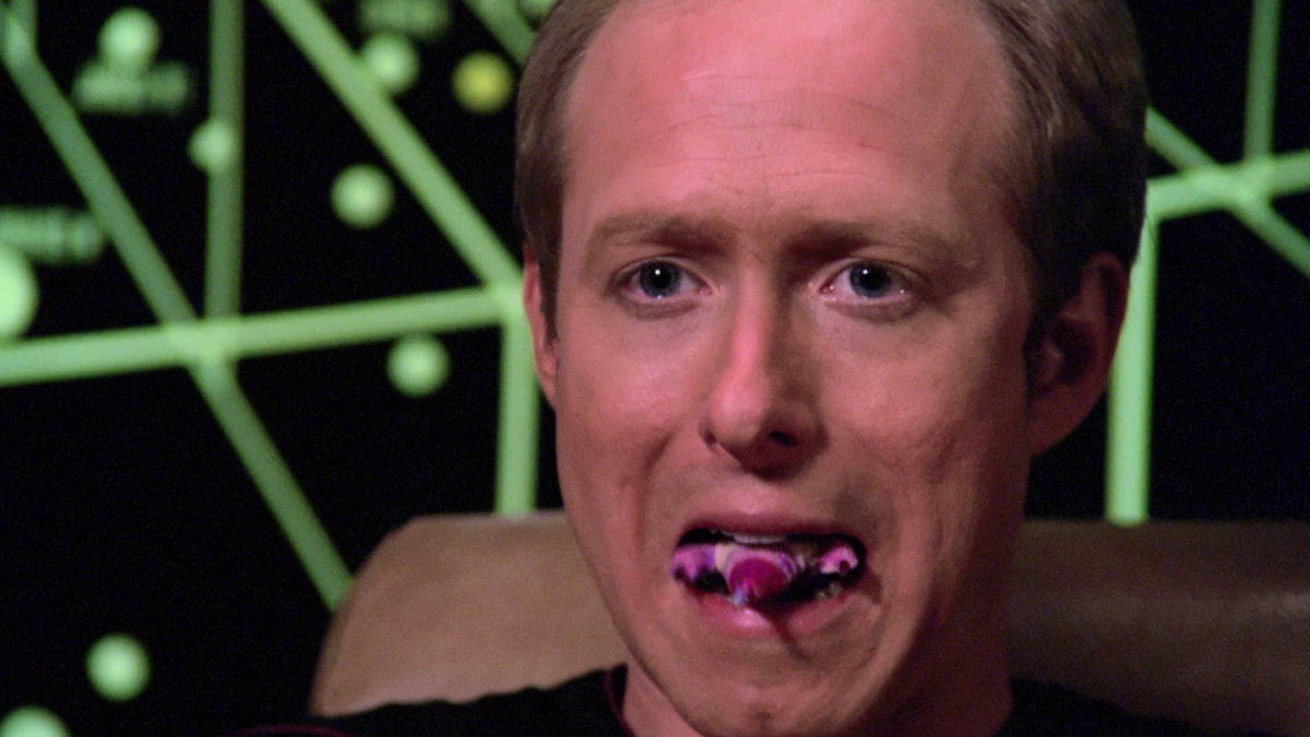 Remmick eating a parasite on 'Star Trek: The Next Generation'