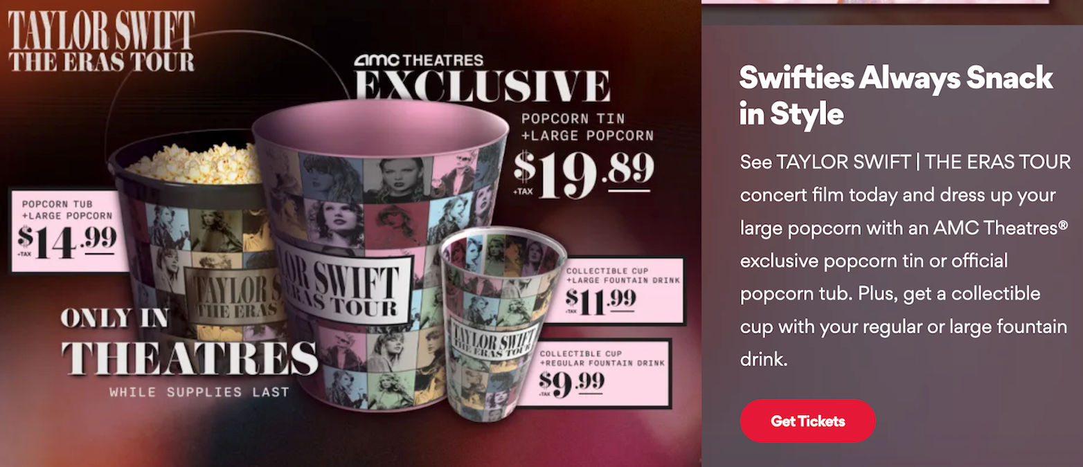 Taylor Swift The Eras Tour popcorn Bucket AMC Theaters