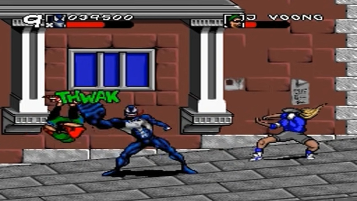 Venom fighting thugs
