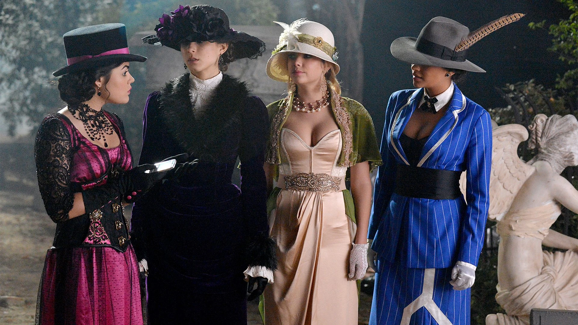 The girls from Pretty little Liars are dressed in costume on Halloween in season 4, episode 13.