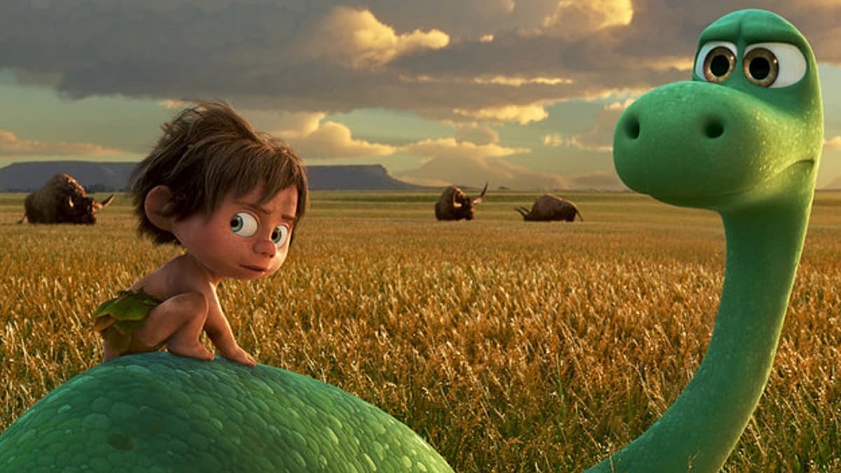 Arlo and Spot are in a field in The Good Dinosaur. 